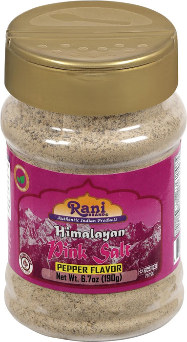Rani Himalayan Pink Salt Pepper Flavor (84 Essential Trace Minerals) 6.7oz (190g) PET Jar ~ All Natural | Vegan | Gluten Friendly | NON-GMO | Indian Origin