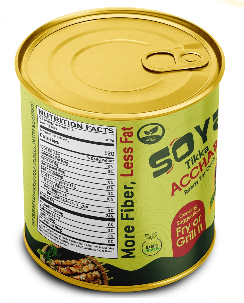 Rani Soya Tikka Achari 30oz (1.875lbs) 850g, Pack of 2, Ready for Cook ~ Easy Open Lid | All Natural | Vegan | No Colors | NON-GMO | Kosher | Indian Origin | Soy Based Meat Substitute