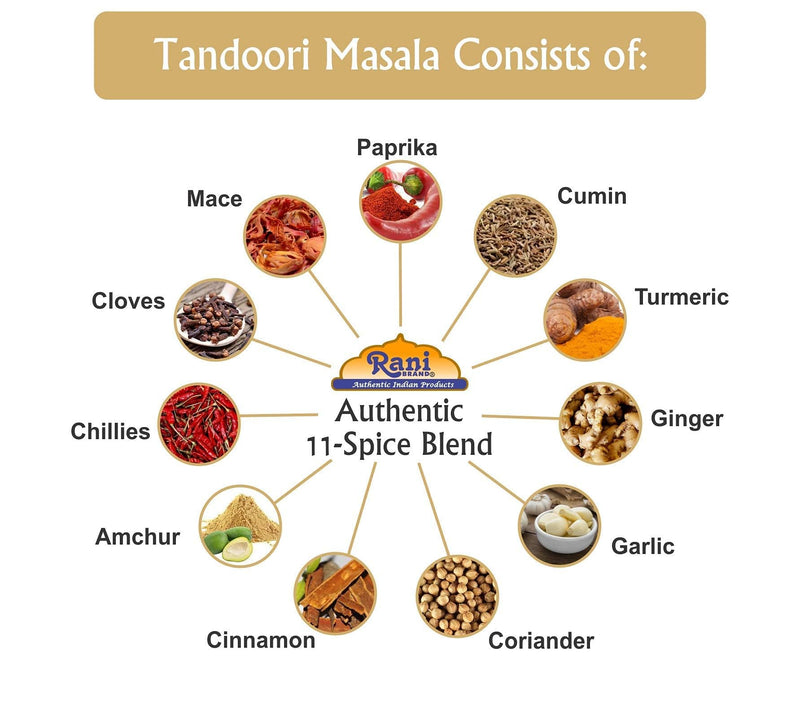 Rani Tandoori Masala (Natural, No Colors Added) Indian 11-Spice Blend 3oz (85g) PET Jar, Pack of 12 ~ Salt Free | Vegan | Gluten Friendly | NON-GMO | Kosher | Indian Origin