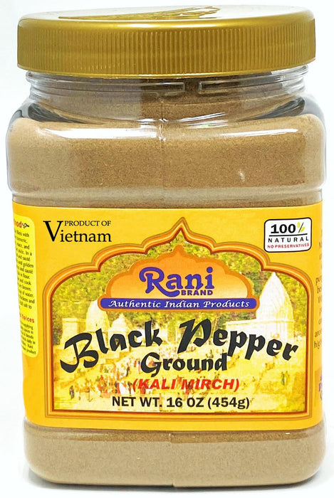 Rani Black Pepper Fine Powder 80 Mesh, 16oz (1lb) 454g PET Jar ~ Gluten Friendly | Non-GMO | All Natural