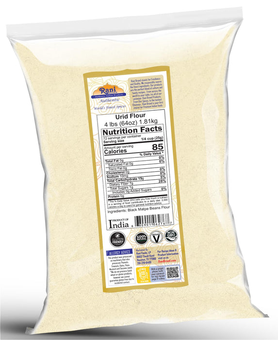 Rani Urid/Urad Flour (Black Matpe Beans Flour) 64oz (4lbs) 1.81kg Bulk ~ All Natural | Vegan | Gluten Friendly | NON-GMO | Kosher | Indian Origin