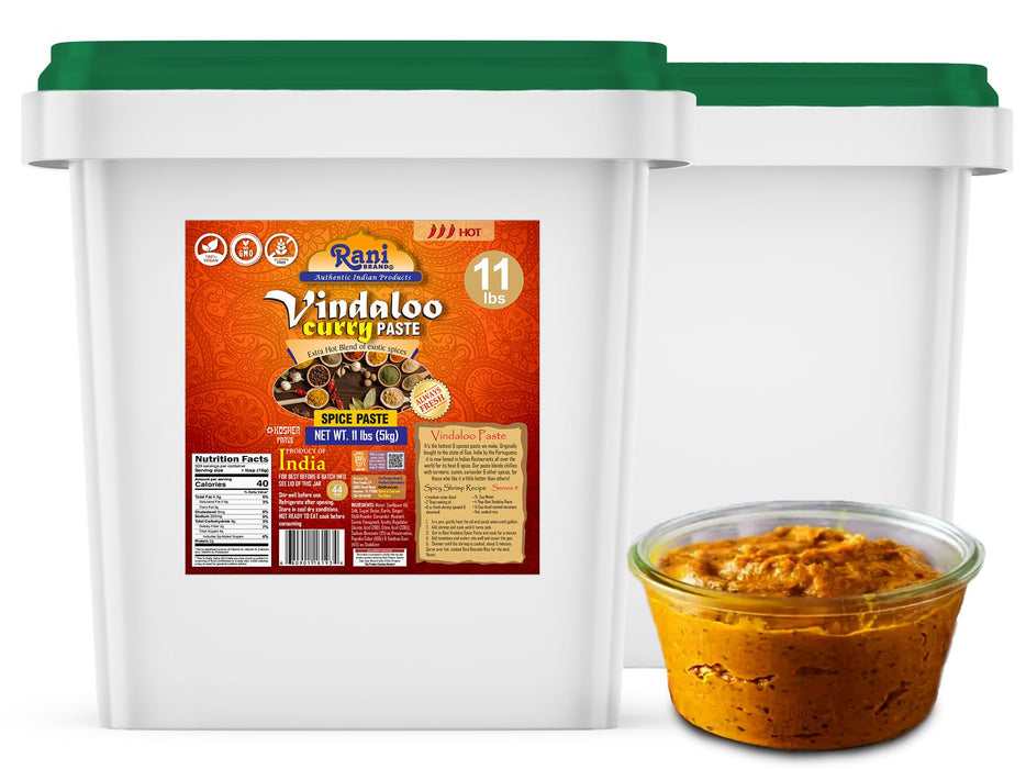 Rani Vindaloo Curry Cooking Spice Paste, Hot! 176oz (11lbs) 5kg Bulk ~ No Colors | All Natural | NON-GMO | Kosher | Vegan | Gluten Free | Indian Origin