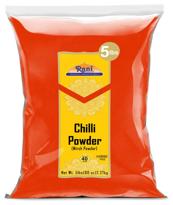 Rani Chilli Powder (Mirchi) Ground Indian Spice 80oz (5lbs) 2.27kg Bulk ~ All Natural | Salt-Free | Vegan | Gluten Friendly | NON-GMO | Kosher | Indian Origin