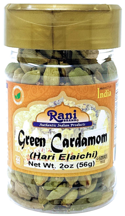 Rani Green Cardamom Pods Spice (Hari Elachi) 2oz (56g) PET Jar ~ All Natural | Vegan | Gluten Friendly | NON-GMO | Kosher | Product of India