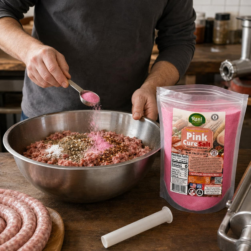 Rani Pink Cure Salt (Special Salt for Curing Meats) 32oz (2lbs) 908g ~ Gluten Free | NON-GMO | Kosher | Vegan | Product of USA