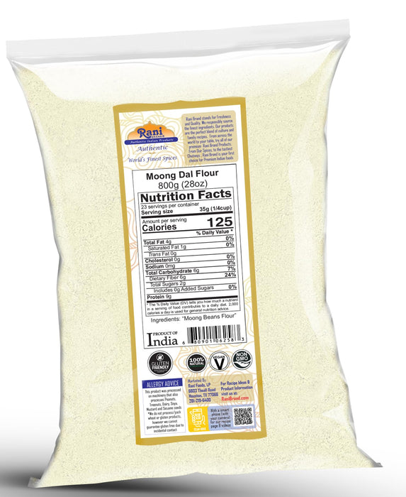 Rani Moong Flour (Mung Bean Flour, Green Gram Flour) 28oz (1.75lbs) 800g ~ All Natural | Vegan | Gluten Friendly | NON-GMO | Kosher | Indian Origin