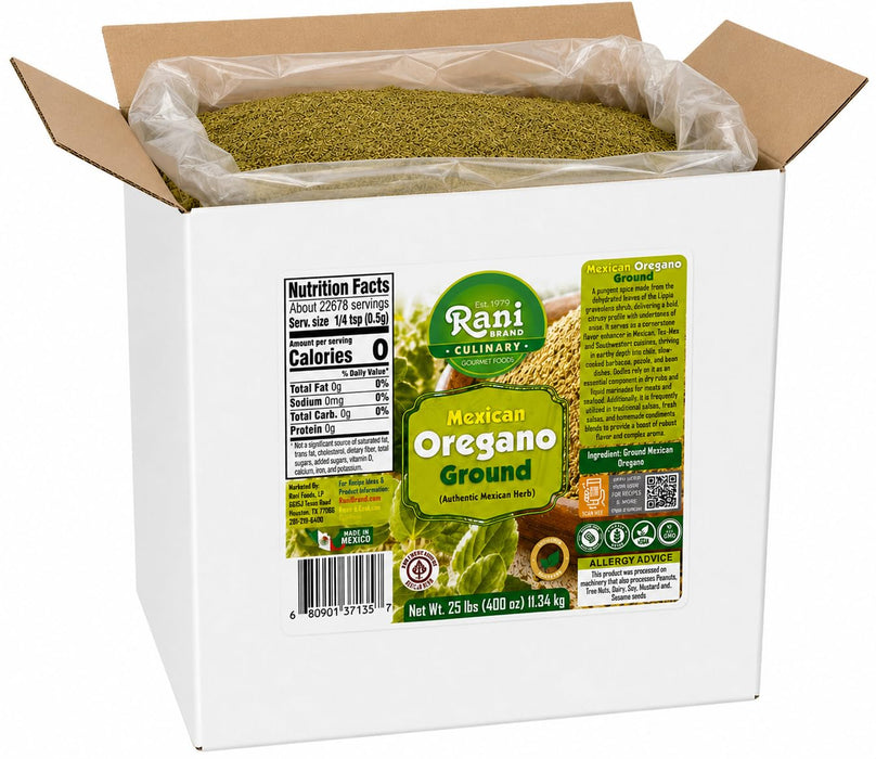 Rani Mexican Oregano Ground (Authentic Mexican Herb) 400oz (25lbs) 11.34kg Bulk Box ~ All Natural | Gluten Free | NON-GMO | Kosher | Vegan | Sodium Free | Product of Mexico