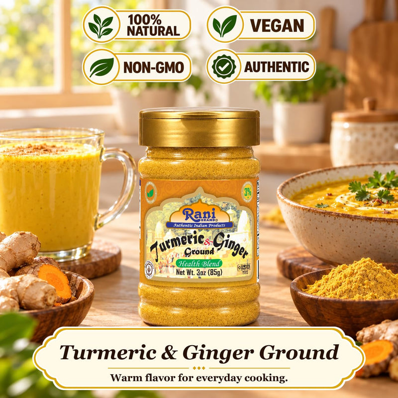 Rani Turmeric Ginger Blend 3oz (85g) PET Jar ~ All Natural | Vegan | Gluten Friendly | NON-GMO | Kosher | Indian Origin