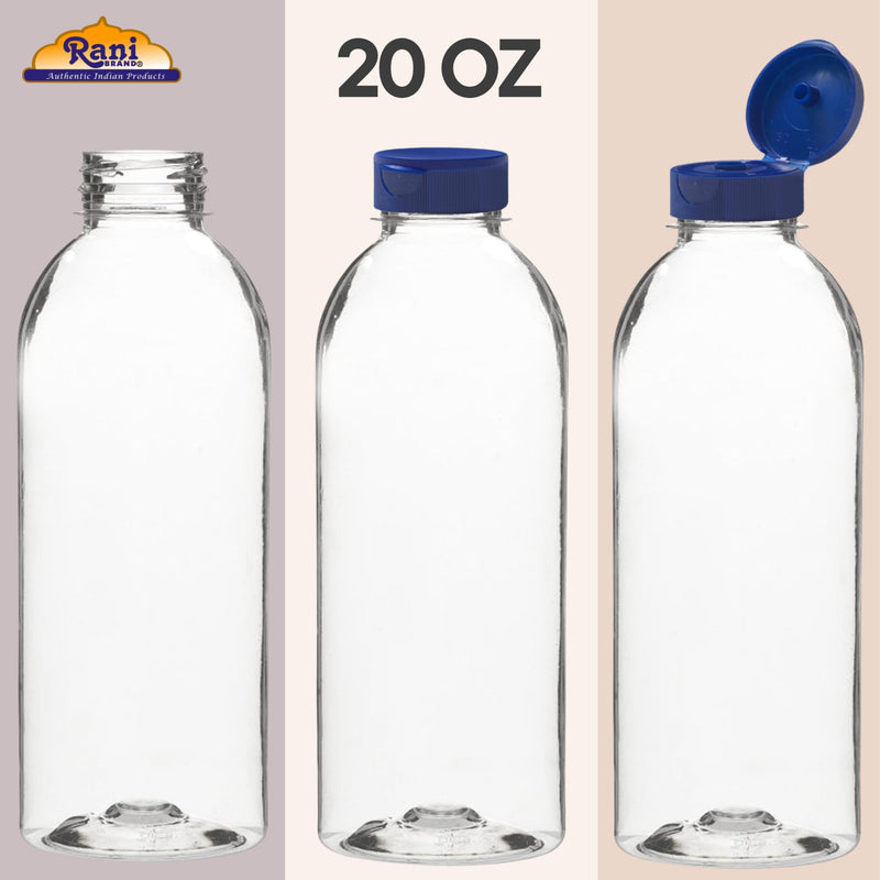 Rani Clear Plastic Bottles | 20oz PET Bottle with Flip-top Caps | BPA - FREE | Home & Commercial Use, Containers for Sauces, Condiments, Shampoo, Lotion, Sanitizer| Made in USA - Pack of 50