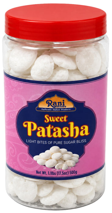 Rani Sweet Patasha (Indian Sugar Drop Candy) 17.5oz (1.1lbs) 500g PET Jar ~ Vegan | Gluten Friendly | NON-GMO | Kosher | Indian Origin