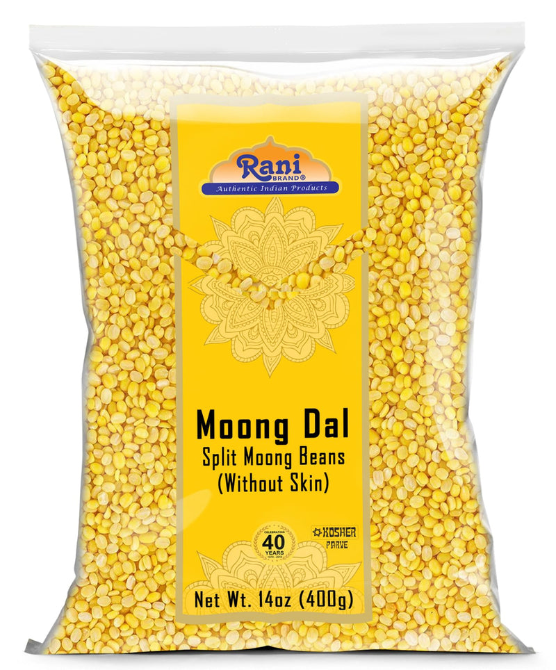 Rani Moong Dal (Split Mung Beans Without Skin) Lentils Indian 14oz (400g) ~ All Natural | Gluten Friendly | Non-GMO | Kosher | Vegan | Indian Origin