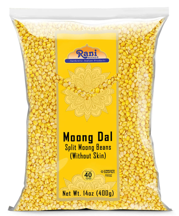 Rani Moong Dal (Split Mung Beans Without Skin) Lentils Indian 14oz (400g) ~ All Natural | Gluten Friendly | Non-GMO | Kosher | Vegan | Indian Origin