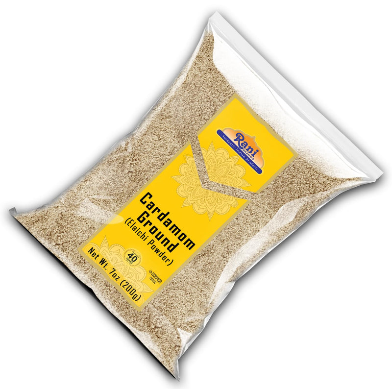 Rani Cardamom (Elachi) Ground, Powder Indian Spice 7oz (200g) ~ All Natural | No Color added | Gluten Friendly | Vegan | NON-GMO | Kosher | No Salt or fillers