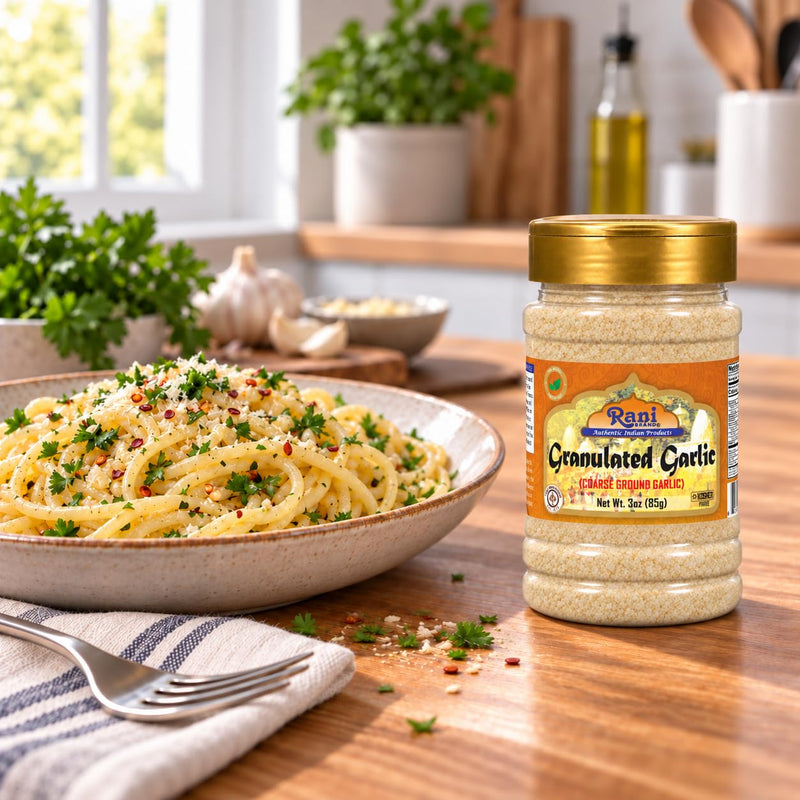 Rani Granulated Garlic (Coarse Ground Garlic) 3oz (85g) PET Jar ~ All Natural | Gluten Friendly | Vegan | NON-GMO | Kosher | No Salt or fillers | Product of USA