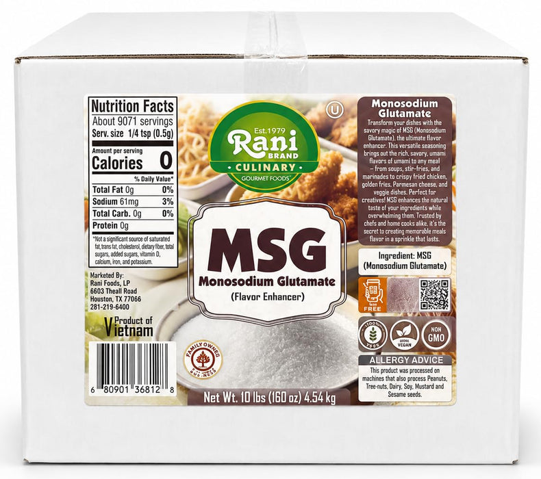 Rani MSG (Monosodium Glutamate) 160oz (10lbs) 4.54kg Bulk Box ~ Gluten Free | NON-GMO | Kosher | Vegan | Product of Vietnam