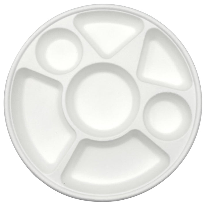 Rani 7 Compartment Round Biodegradable Divided Plates, Pack of 1000 ~ Party, Thali, Buffet | Disposable & Eco-Friendly | Heavy-Duty Sturdy Paper Bagasse | Premium Quality | 11" Diameter, 1.38" Height