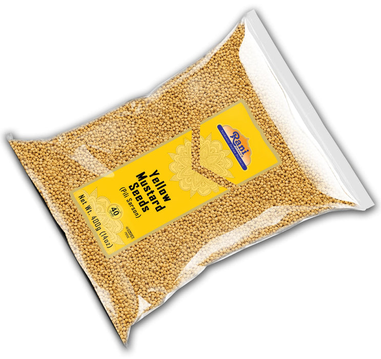 Rani Yellow Mustard Seeds Whole Spice 14oz (400g) ~ All Natural | Vegan | Gluten Friendly | NON-GMO | Kosher | Indian Origin