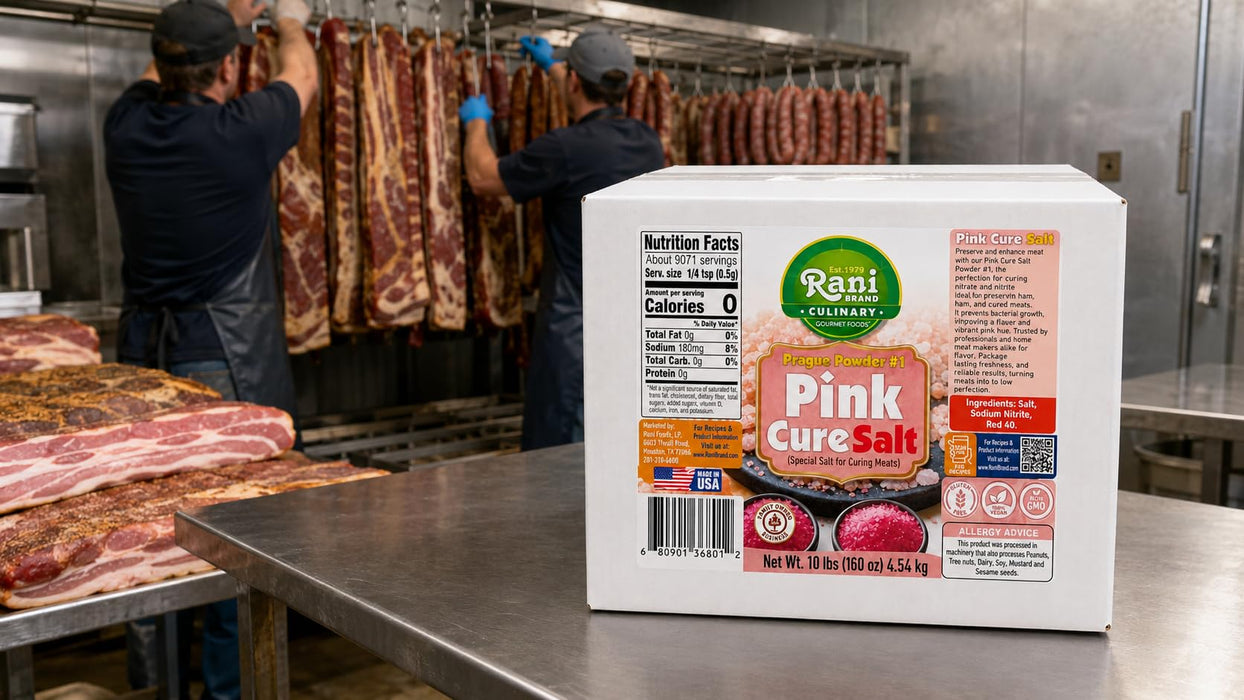 Rani Pink Cure Salt (Special Salt for Curing Meats) 160oz (10lbs) 4.54kg Bulk Box ~ Gluten Free | NON-GMO | Kosher | Vegan | Product of USA