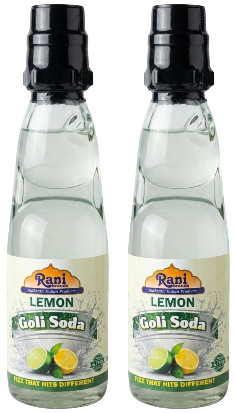 Rani Lemon Goli Soda 6.7 fl oz (200 ml) Glass Bottle with Marble Seal, Pack of 2 ~ Vegan | Gluten Free | Non-GMO | Indian Origin