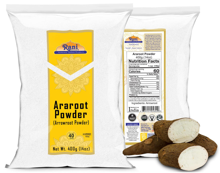 Rani Araroot (Arrowroot) Powder, Starch 14oz (400g) ~ All Natural | Gluten Free Ingredients | No Color | Vegan | NON-GMO | Kosher