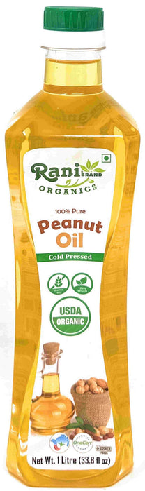 Rani Organic Peanut Oil 33.8 Ounce (1 Liter) Cold Pressed | 100% Natural | NON-GMO | Kosher | Vegan | Gluten Free