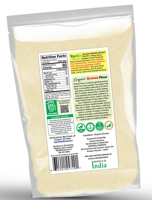 Rani Organic Quinoa Flour (Incan Grain) 16oz (1lb) 454g ~ All Natural | Vegan | Gluten Friendly | NON-GMO | Kosher | Indian Origin | USDA Certified Organic