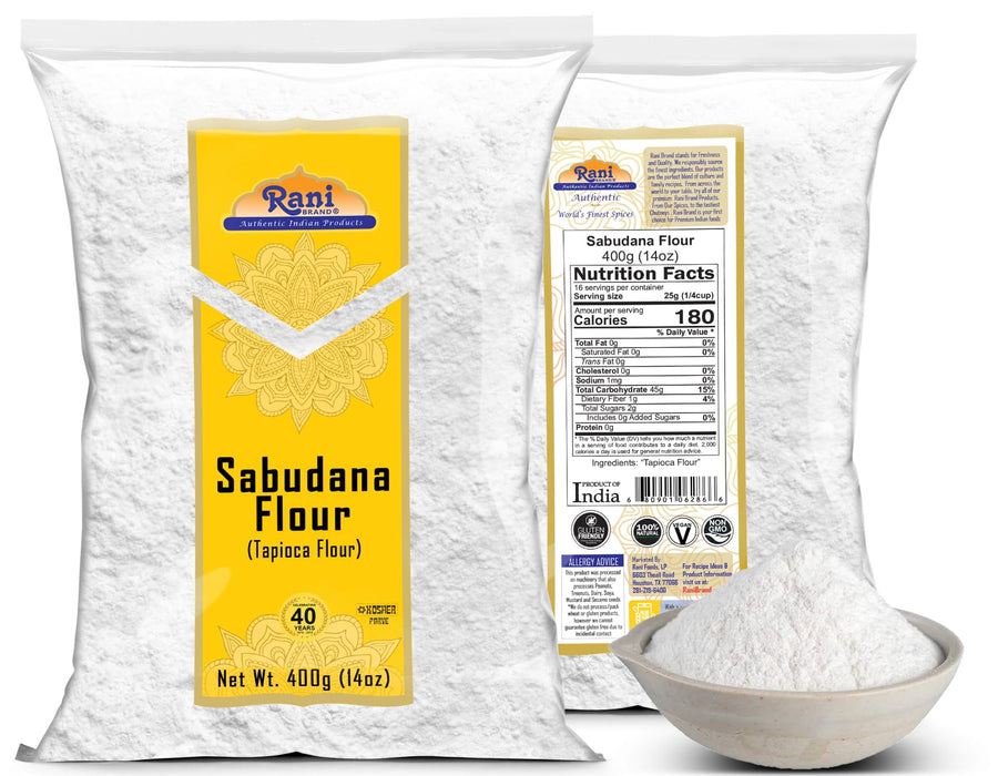 Rani Sabudana Flour (Tapioca/Sago Flour) 14oz (400g) ~ All Natural | Vegan | Gluten Friendly | NON-GMO | Kosher | Indian Origin