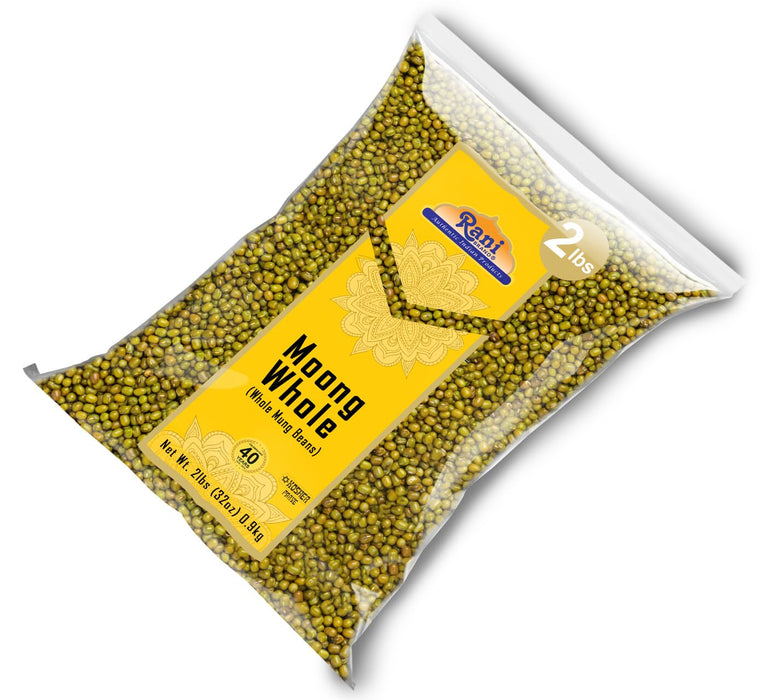 Rani Moong Whole (Ideal for cooking & sprouting, Whole Mung Beans with skin) Lentils Indian 32oz (2lbs) 908g ~ All Natural | Gluten Friendly | Non-GMO | Kosher | Vegan | Indian Origin