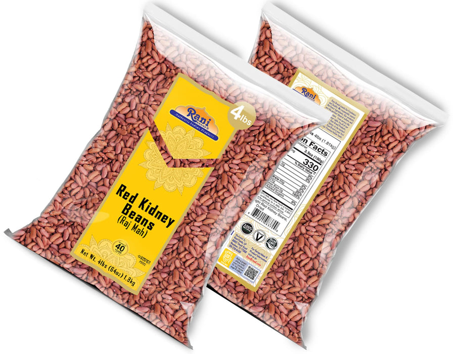 Rani Red Kidney Beans, Light 64oz (4lbs) 1.81kg ~ Pack of 2 ~ 128oz (8lbs) 3.63kg Total ~ All Natural | Vegan | Gluten Friendly | NON-GMO | Kosher | Raj Mah