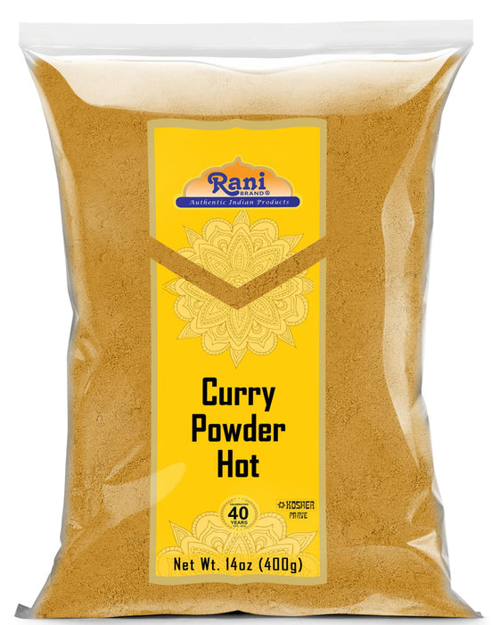 Rani Curry Powder Hot (11-Spice Authentic Indian Blend) 14oz (400g) ~ All Natural | Salt-Free | Vegan | No Colors | Gluten Friendly | NON-GMO | Kosher | Indian Origin