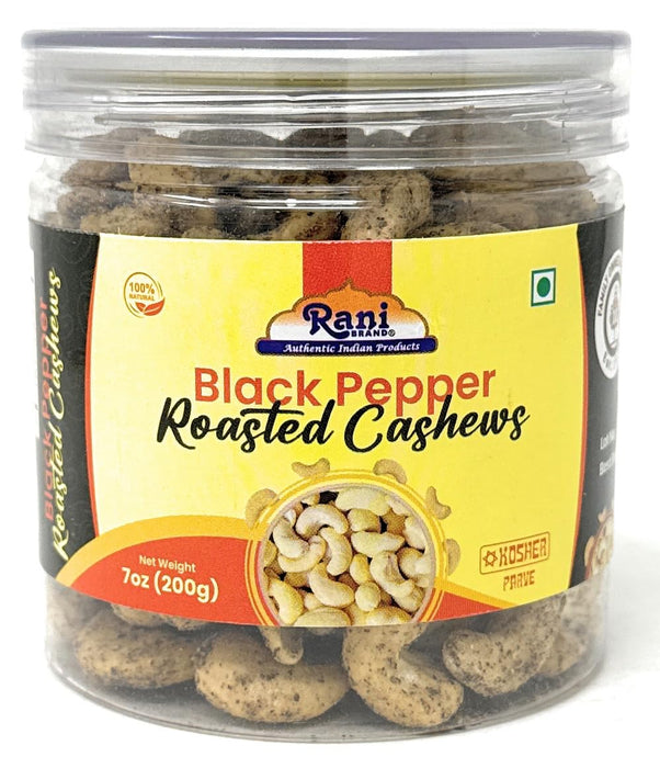 Rani Black Pepper Roasted Cashews 14oz (400g) PET Jar, Pack of 6, Non-Fried, Oil Free ~ All Natural | Vegan | Gluten Friendly | NON-GMO | Kosher | Air Roasted, Crunchy & Flavorful