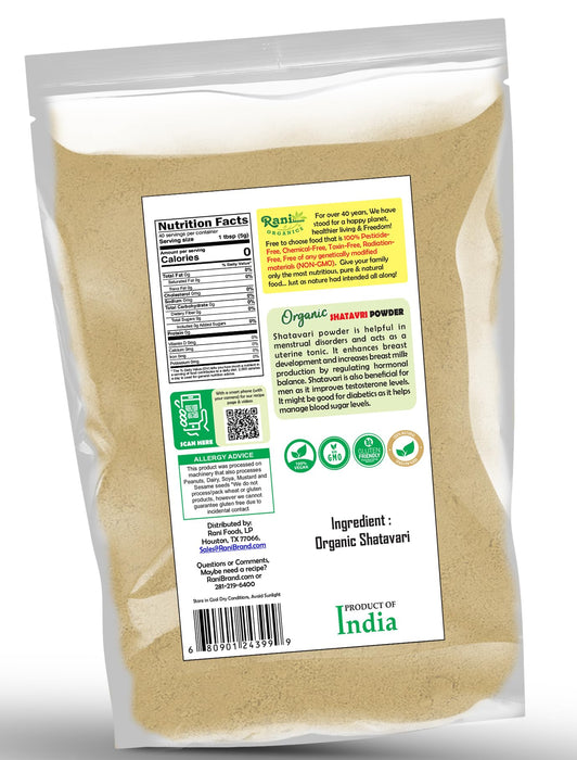 Rani Organic Shatavari Powder (Asparagus Racemosus) 7oz (200g) ~ All Natural | No Color | Gluten Friendly | Vegan | NON-GMO | Kosher | No Salt or fillers | Indian Origin | USDA Organic Certified