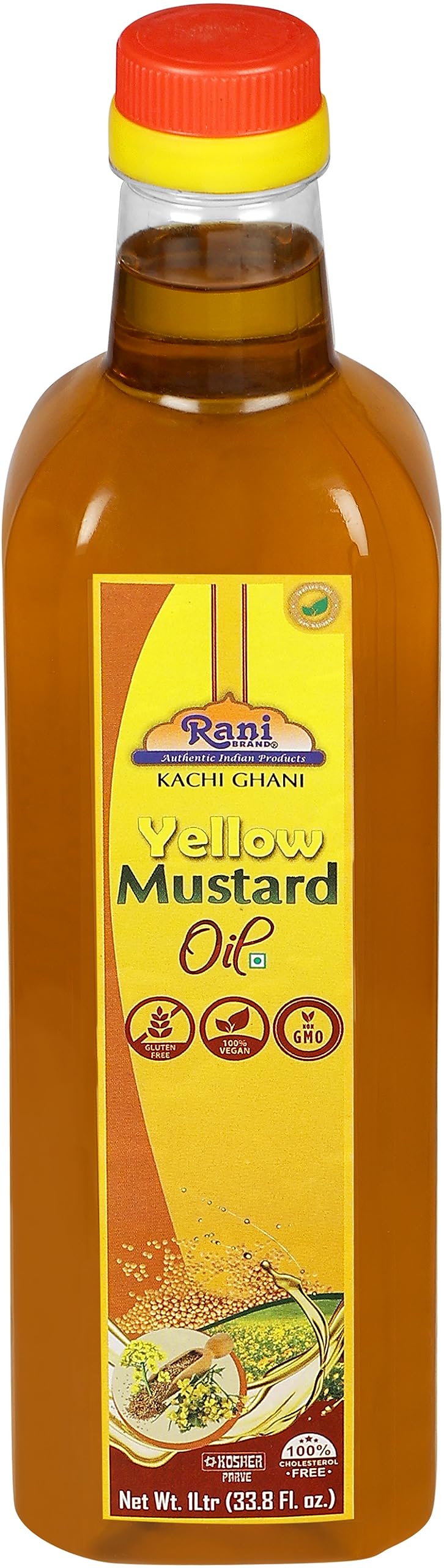 Rani Yellow Mustard Oil (Kachi Ghani) 33.8 Ounce (1 Liter) NON-GMO | Gluten Free | Kosher | Vegan | 100% Natural
