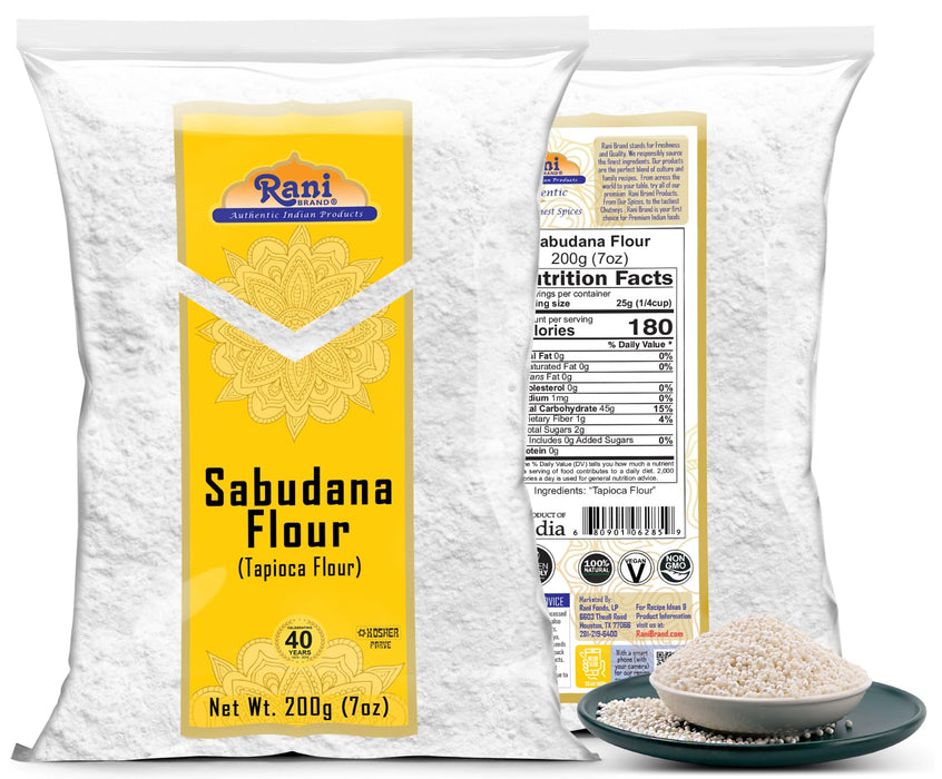 Rani Sabudana Flour (Tapioca/Sago Flour) 7oz (200g) ~ All Natural | Vegan | Gluten Friendly | NON-GMO | Kosher | Indian Origin