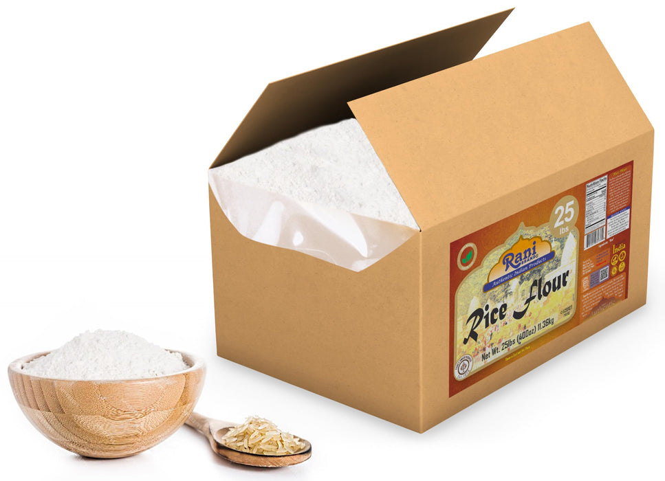 Rani Rice (White) Flour 400oz (25lbs) 11.36kg Bulk Box ~ All Natural | Gluten Friendly | Vegan | NON-GMO | Kosher | Indian Origin