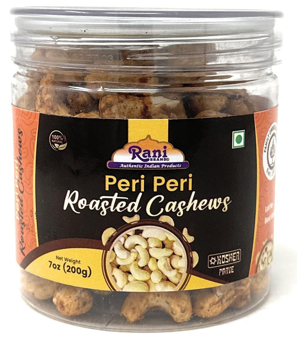 Rani Peri Peri Roasted Cashews 7oz (200g) PET Jar, Pack of 6, Non-Fried, Oil Free ~ All Natural | Vegan | Gluten Friendly | NON-GMO | Kosher | Air Roasted, Crunchy & Flavorful