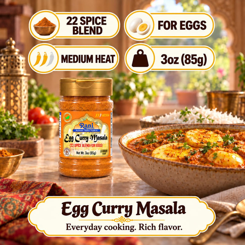 Rani Egg Curry Masala, 21 Spice Blend 3oz (85g) Shaker Top For Your Eggs or Tofu Scramble ~ All Natural | Vegan | Gluten Friendly | NON-GMO | Kosher