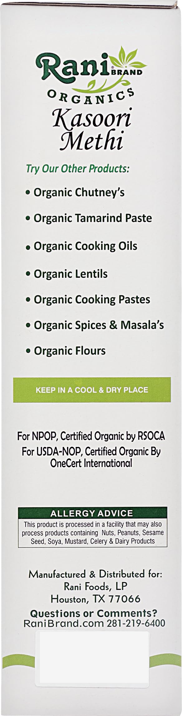 Rani Organic Fenugreek Leaves Dried (Kasoori Methi) 14oz (400g) ~ All Natural | Vegan | Gluten Friendly | NON-GMO | Indian Origin | USDA Certified Organic