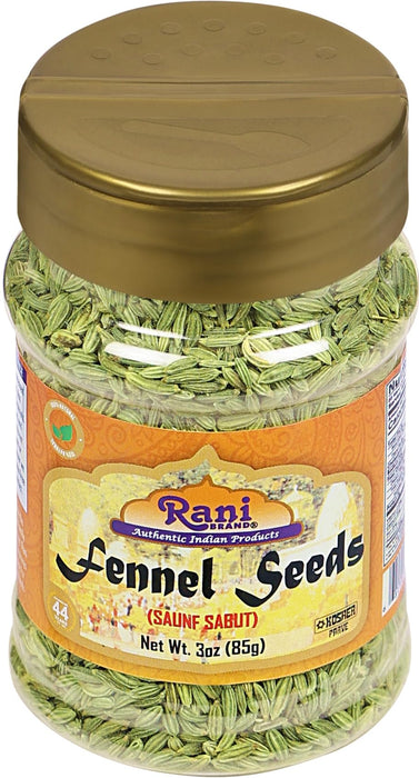 Rani Fennel Seeds (Saunf Sabut) Whole Spice 3oz (85g) PET Jar ~ All Natural | Gluten Friendly | NON-GMO | Kosher | Vegan | Indian Origin