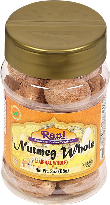 Rani Nutmeg (Jaiphul) Whole Spice, 17-19 Pieces, 3oz (85g) PET Jar ~ All Natural | Vegan | Gluten Friendly | NON-GMO | Kosher | Indian Origin