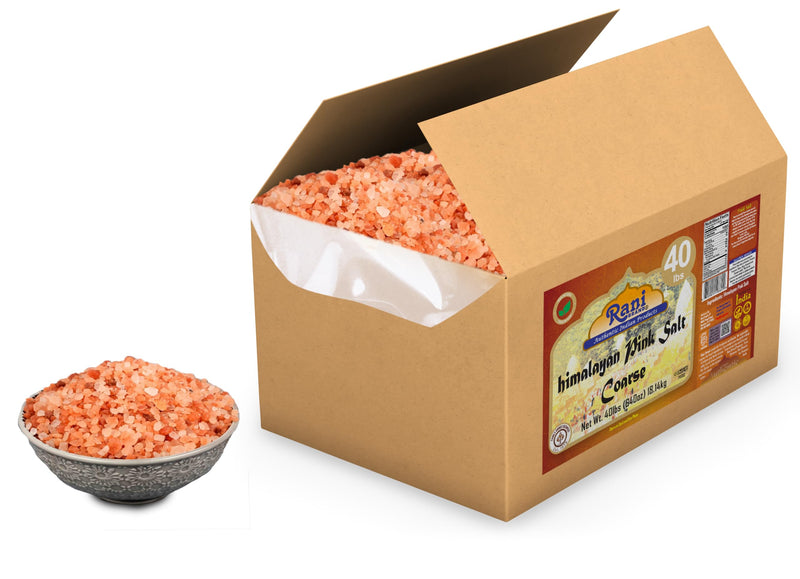 Rani Himalayan Pink Salt Granules (84 Essential Trace Minerals) 640oz (40lbs) 18.14kg Bulk Box ~ All Natural | Vegan | Gluten Friendly | NON-GMO | Indian Origin