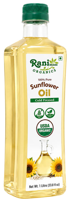 Rani Organic Sunflower Oil 33.8 Ounce (1 Liter) Cold Pressed ~ 100% Natural | NON-GMO | Kosher | Vegan | Gluten Free | Indian Origin | USDA Certified Organic