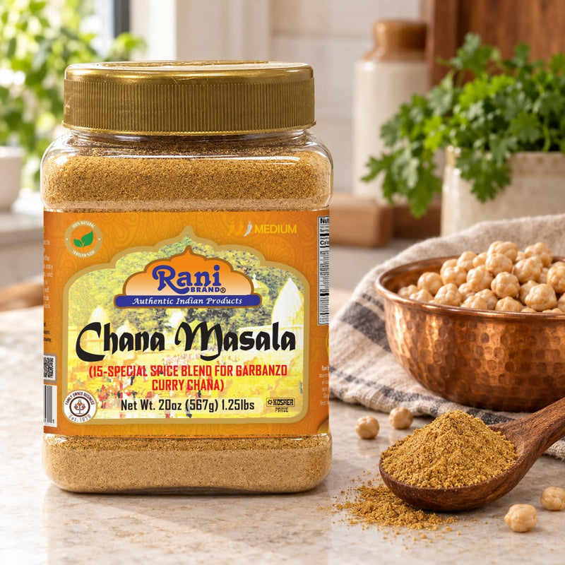 Rani Chana Masala (Garbanzo Curry 15-Spice Blend) 20oz (1.25lbs) 567g PET Jar ~ All Natural | Vegan | No Colors | Gluten Friendly | NON-GMO | Kosher | Indian Origin