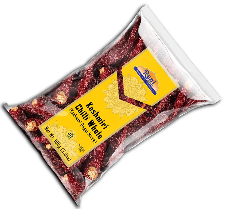 Rani Kashmiri Chilli Whole (Deggi Mirch, Low Heat) 3.5oz (100g) ~ Natural | Salt-Free | Vegan | No Colors | Gluten Friendly | NON-GMO | Kosher | Indian Origin