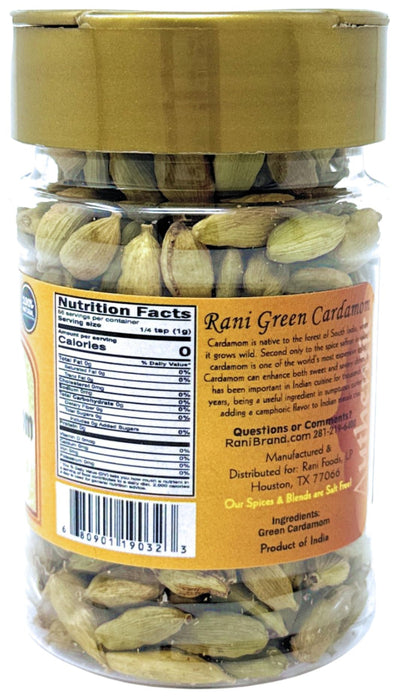 Rani Green Cardamom Pods Spice (Hari Elachi) 2oz (56g) PET Jar ~ All Natural | Vegan | Gluten Friendly | NON-GMO | Kosher | Product of India