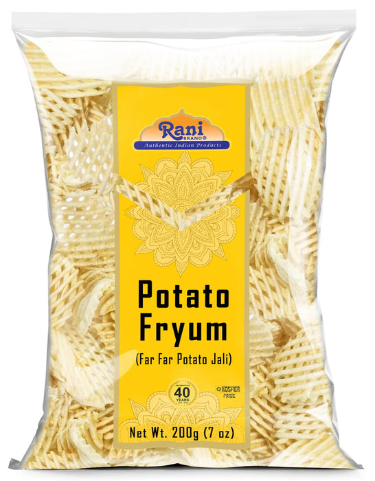 Rani Far Far / Fryums (Wheat & Tapioca Pellet) Potato Jhali 7oz (200g) ~ Vegan, Kosher, Uncooked, Used to Make Papad, Bhungra / Chip Snack