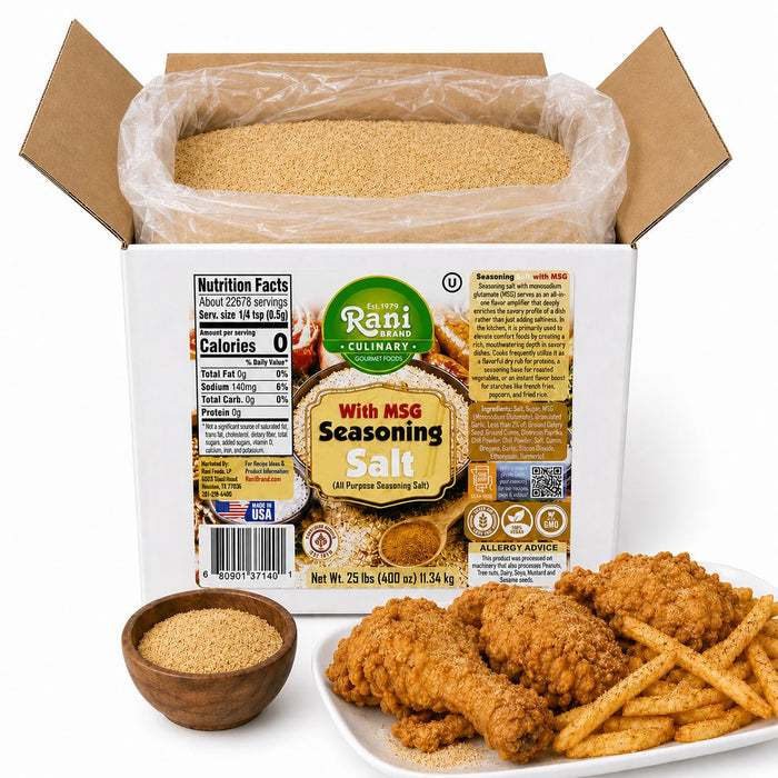 Rani Seasoning Salt with MSG (All Purpose Seasoning Salt) 400oz (25lbs) 11.34kg Bulk Box ~ Gluten Free | NON-GMO | Kosher | Vegan | Sodium Free | Product of USA