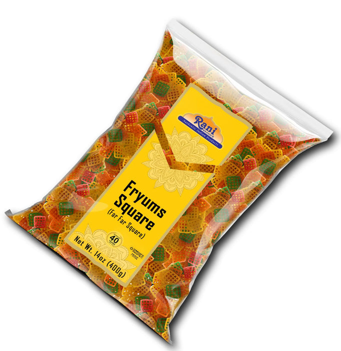 Rani Far Far / Fryums (Wheat & Tapioca Pellet) Square Shape 14oz (400g) ~ Vegan, Kosher, Uncooked, Used to Make Papad, Bhungra / Chip Snack