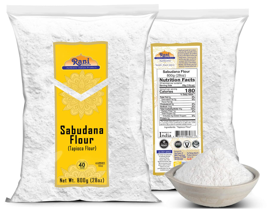 Rani Sabudana Flour (Tapioca/Sago Flour) 28oz (1.75lbs) 800g ~ All Natural | Vegan | Gluten Friendly | NON-GMO | Kosher | Indian Origin