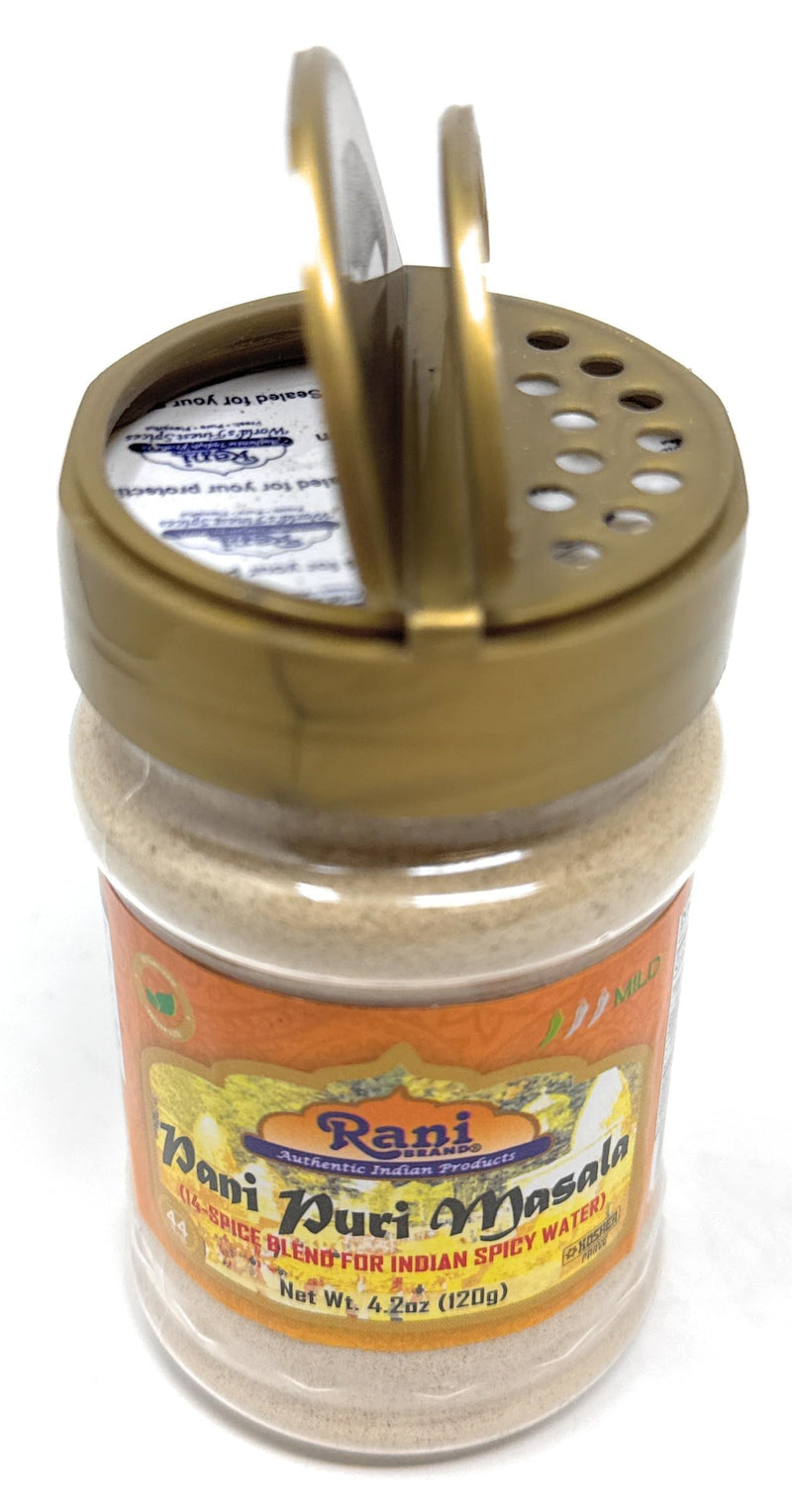 Rani Pani Puri Masala (14-Spice Blend for Indian Spicy Water) 4.2oz (120g) PET Jar ~ All Natural | Vegan | No Colors | Gluten Friendly | NON-GMO | Kosher | Indian Origin, gol gappa